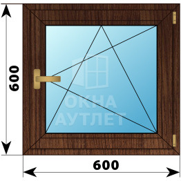 Одностворчатое окно из дуба 600×600 ПО ОА-35081