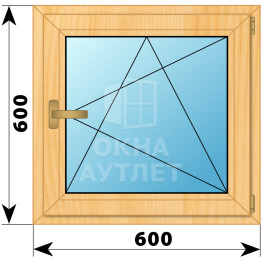 Одностворчатое окно из сосны 600×600 ПО ОА-34694