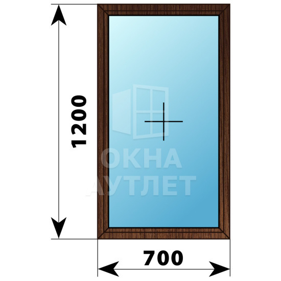 Одностворчатое окно из дуба 700×1200 Г ОА-35084
