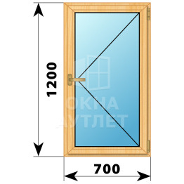 Одностворчатое окно из сосны 700×1200 П ОА-34979