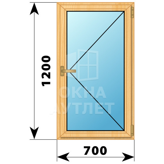Одностворчатое окно из сосны 700×1200 П ОА-34979