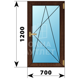 Одностворчатое окно из дуба 700×1200 ПО ОА-35741