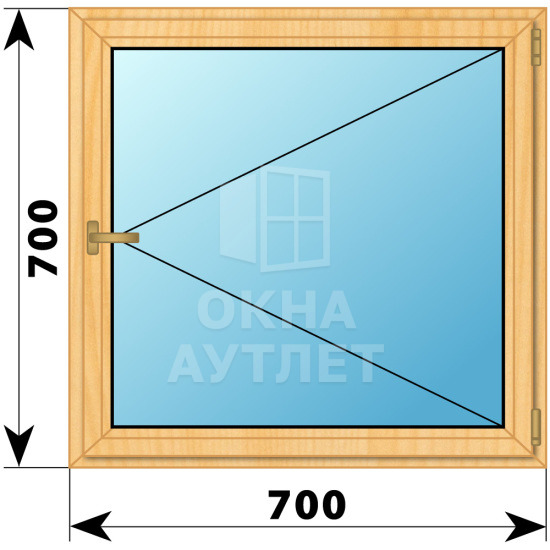 Одностворчатое окно из сосны 700×700 П ОА-34712