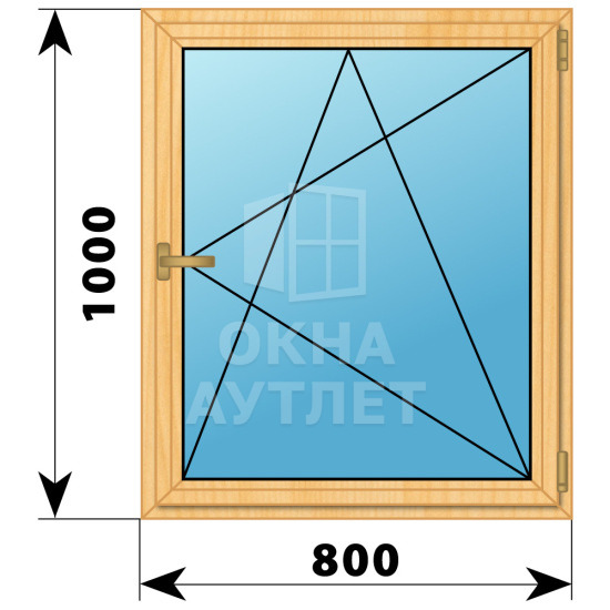 Одностворчатое окно из сосны 800×1000 ПО ОА-34955