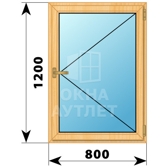 Одностворчатое окно из сосны 800×1200 П ОА-35009
