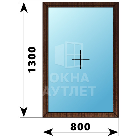 Одностворчатое окно из дуба 800×1300 Г ОА-35393