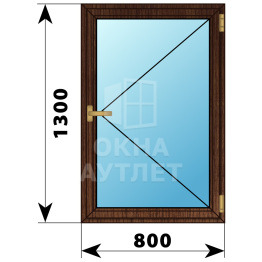 Одностворчатое окно из дуба 800×1300 П ОА-35990
