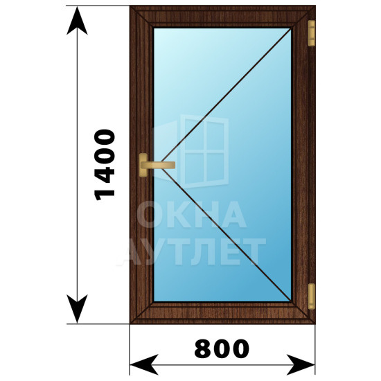 Одностворчатое окно из дуба 800×1400 П ОА-36128