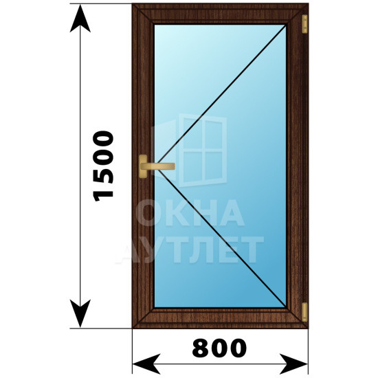 Одностворчатое окно из дуба 800×1500 П ОА-36263