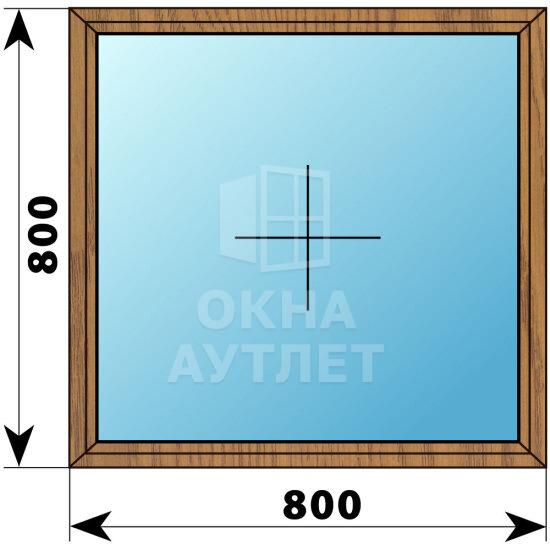 Одностворчатое окно из лиственницы 800×800 Г ОА-34742