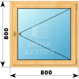 Одностворчатое окно из сосны 800×800 П ОА-34787