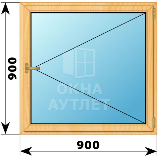Одностворчатое окно из сосны 900×900 П ОА-34901
