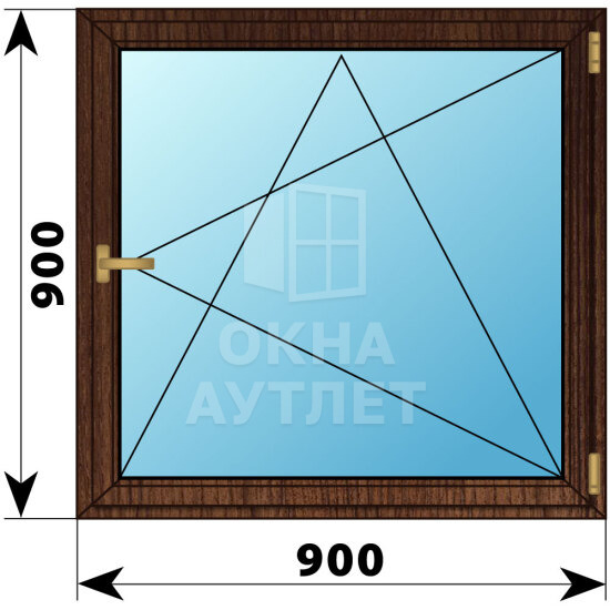 Одностворчатое окно из дуба 900×900 ПО ОА-35780