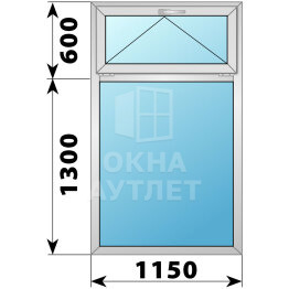 Одностворчатое алюминиевое окно с откидной фрамугой 1150×1900 Г ОА-54028