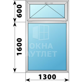 Одностворчатое алюминиевое окно с откидной фрамугой 1300×2200 Г ОА-55054