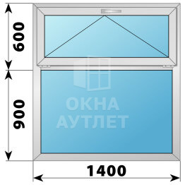 Одностворчатое алюминиевое окно с откидной фрамугой 1400×1500 Г ОА-54826