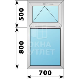 Одностворчатое алюминиевое окно с откидной фрамугой 700×1300 Г ОА-53492