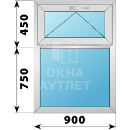Одностворчатое алюминиевое окно с откидной фрамугой 900×1200 Г ОА-54055