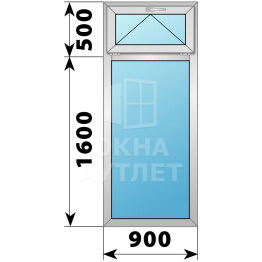 Одностворчатое алюминиевое окно с откидной фрамугой 900×2100 Г ОА-53558