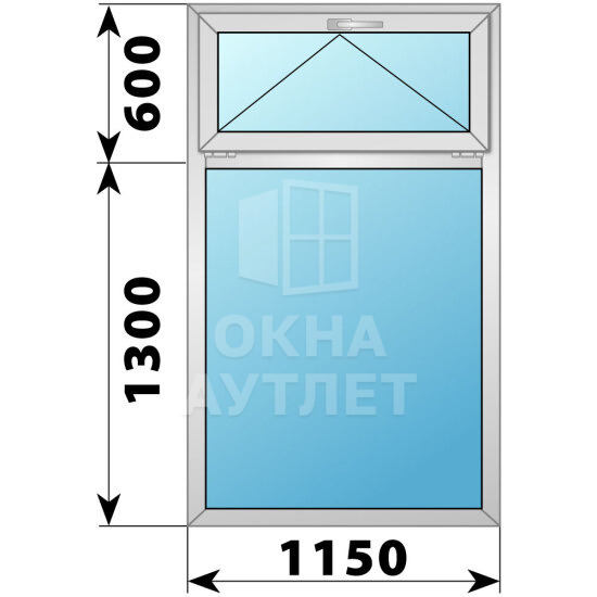 Одностворчатое деревянно-алюминиевое окно с откидной фрамугой 1150×1900 Г ОА-45060