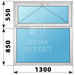 Одностворчатое деревянно-алюминиевое окно с откидной фрамугой 1300×1400 Г ОА-50093