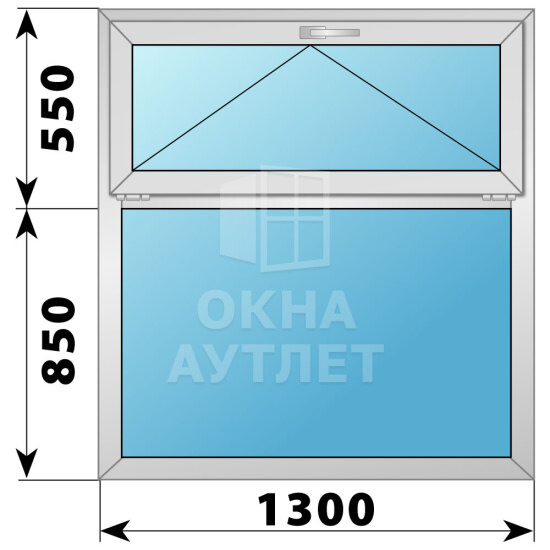 Одностворчатое деревянно-алюминиевое окно с откидной фрамугой 1300×1400 Г ОА-50093