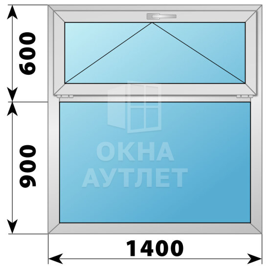 Одностворчатое деревянно-алюминиевое окно с откидной фрамугой 1400×1500 Г ОА-46848