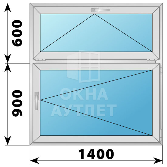 Одностворчатое деревянно-алюминиевое окно с откидной фрамугой 1400×1500 П ОА-50507