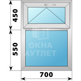 Одностворчатое деревянно-алюминиевое окно с откидной фрамугой 700×1000 Г ОА-44349