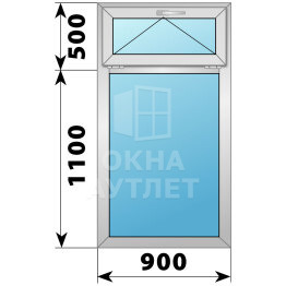 Одностворчатое деревянно-алюминиевое окно с откидной фрамугой 900×1600 Г ОА-45852