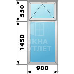 Одностворчатое деревянно-алюминиевое окно с откидной фрамугой 900×2000 Г ОА-50075