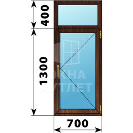 Одностворчатое окно с глухой фрамугой из дуба 700×1700 П ОА-49604