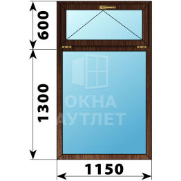 Одностворчатое окно с откидной фрамугой из дуба 1150×1900 Г ОА-45264