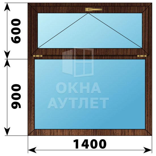 Одностворчатое окно с откидной фрамугой из дуба 1400×1500 Г ОА-47043