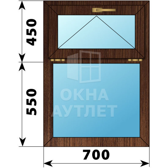 Одностворчатое окно с откидной фрамугой из дуба 700×1000 Г ОА-44469