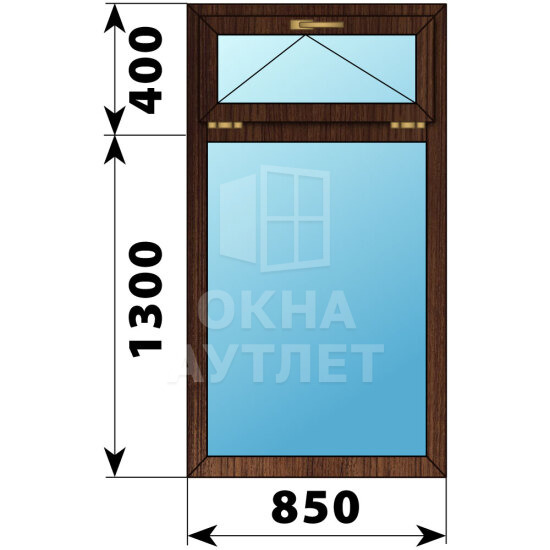 Одностворчатое окно с откидной фрамугой из дуба 850×1700 Г ОА-46029