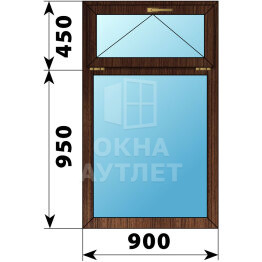 Одностворчатое окно с откидной фрамугой из дуба 900×1400 Г ОА-45663