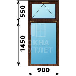 Одностворчатое окно с откидной фрамугой из дуба 900×2000 Г ОА-50147
