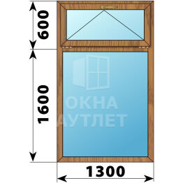 Одностворчатое окно с откидной фрамугой из лиственницы 1300×2200 Г ОА-46899