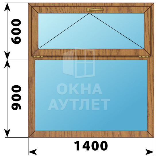 Одностворчатое окно с откидной фрамугой из лиственницы 1400×1500 Г ОА-46092