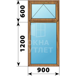 Одностворчатое окно с откидной фрамугой из лиственницы 900×1800 Г ОА-45471