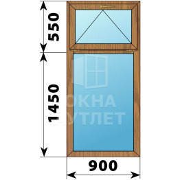 Одностворчатое окно с откидной фрамугой из лиственницы 900×2000 Г ОА-45684