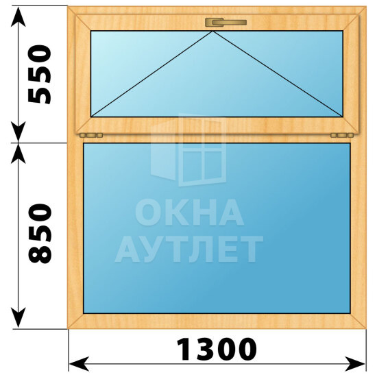 Одностворчатое окно с откидной фрамугой из сосны 1300×1400 Г ОА-42052