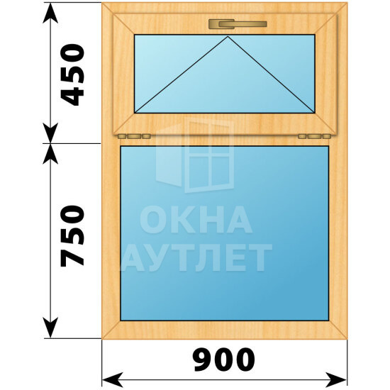 Одностворчатое окно с откидной фрамугой из сосны 900×1200 Г ОА-41536
