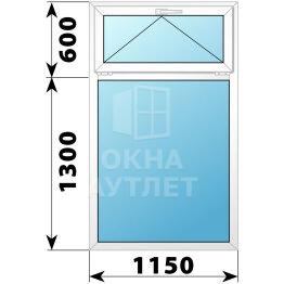 Одностворчатое пластиковое окно с откидной фрамугой 1150×1900 Г ОА-38144