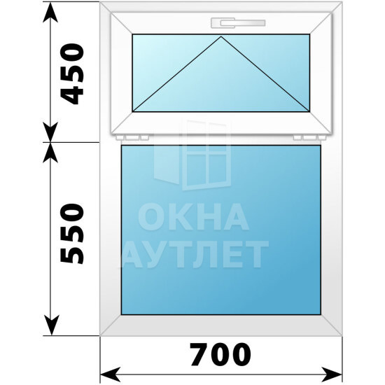 Одностворчатое пластиковое окно с откидной фрамугой 700×1000 Г ОА-38081