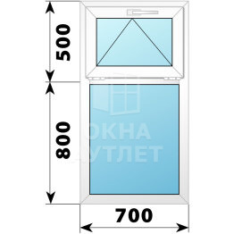 Одностворчатое пластиковое окно с откидной фрамугой 700×1300 Г ОА-38299