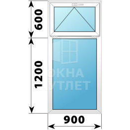 Одностворчатое пластиковое окно с откидной фрамугой 900×1800 Г ОА-38956