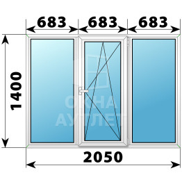 Алюминиевое окно 2050×1400 №10 ОА-34044