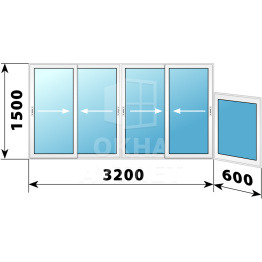 Холодное пластиковое раздвижное остекление 1500×3800 ОА-33633